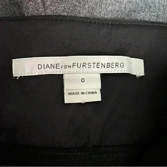 Diane Von Furstenberg Dawn Shorts 0 Grey Casual Luxury Wool Blend Leather Trim - Picture 5 of 9